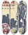 Triptych art skateboard deck of Karl Wiener Marie Pappenheim Der Graue Mann Roman Globusverlag Wien Variante 1 by Karl Wiener (1901-1949)
