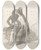 Triptych art skateboard deck of Francisco De Goya Lovers Sitting On A Rock by Francisco de Goya (1746-1828)