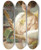 Triptych art skateboard deck of Emile Vernon A Young Lady With A Mirror by Emile Vernon (1872-1920)
