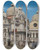 Triptych art skateboard deck of Martin Rico Y Ortega Courtyard Of The Palace Of The Dux Of Venice by Martin Rico Y Ortega (1833-1908)