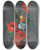 Triptych art skateboard deck of Jos Mara Bracho Murillo Hibiscus Freesias Dahlias And Bluebells On A Marble Topped Sideboard by Jose Maria Bracho Murillo (1827-1882)