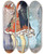 Triptych art skateboard deck of Armand Rassenfosse On The Stage Of A Traveling Circus by Armand Rassenfosse (1862-1934)