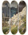 Triptych art skateboard deck of Wojciech Gerson Rockslide In The White Water Valley In The Tatra Mountains by Wojciech Gerson (1831-1901)