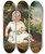 Triptych art skateboard deck of Franz Russ The Elder A Girl In A White Frock With Bonnet Before A Landscape Background by Franz Russ The Elder (1817-1892)