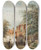 Triptych art skateboard deck of Cornelis Springer Figures In The Dorpsstraat Asperen by Cornelis Springer (1817-1891)