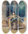 Triptych art skateboard deck of John La Farge Village Dancing Girls At Garoet In The Preanger Regency Java by John La Farge (1835-1910)