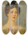 Triptych art skateboard deck of Konstantin Egorovich Makovsky Portrait Of An Elegant Lady by Konstantin Egorovich Makovsky (1839-1915)