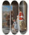 Triptych art skateboard deck of Jacob Ochtervelt A Fishmonger At The Door by Jacob Ochtervelt (1634-1682)