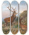 Triptych art skateboard deck of Carl Friedrich Deiker Rotwild In Der Abenddmmerung by Carl Friedrich Deiker (1836-1892)