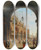 Triptych art skateboard deck of Giuseppe Borsato Venice A View Of The Piazzetta Di San Marco From The Arco Dellorologio by Giuseppe Borsato (1771-1849)