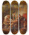 Triptych art skateboard deck of Friedrich Sturm Domino Players by Friedrich Sturm (1834-1906)