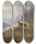 Triptych art skateboard deck of Ludwig Sckell Rhrender Hirsch Im Gebirge by Ludwig Sckell (1833-1912)