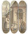 Triptych art skateboard deck of Johann Friedrich Morgenstern Vor Der Haustr Sitzt Ein Alter Mann Dabei Eine Magd Und Zwei Kinder by Johann Friedrich Morgenstern (1777-1844)