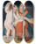 Triptych art skateboard deck of Johann Baptist Reiter Das Frische Hemd by Johann Baptist Reiter (1813-1890)