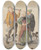 Triptych art skateboard deck of Cornelis Dusart Peasant Couple With A Drinker by Cornelis Dusart (1660-1704)