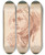 Triptych art skateboard deck of Jeanbaptiste Greuze Head Of A Young Woman_3 by Jean-Baptiste Greuze (1725-1805)