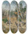 Triptych art skateboard deck of Josef Schmitzberger Red Deer In A Forest Glade by Josef Schmitzberger (1851-1930)