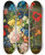 Triptych art skateboard deck of Sebastian Wegmayr Bouquet Of Flowers With Butterflies by Sebastian Wegmayr (1776-1857)