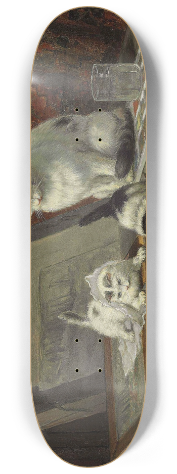 Henritte Ronner-Knip - The Kittens Art Lesson 8.25 inch art skate deck