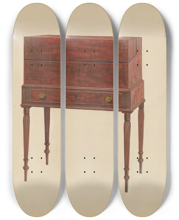Triptych art skateboard deck of Arthur Johnson Box Desk_2 by Arthur Johnson