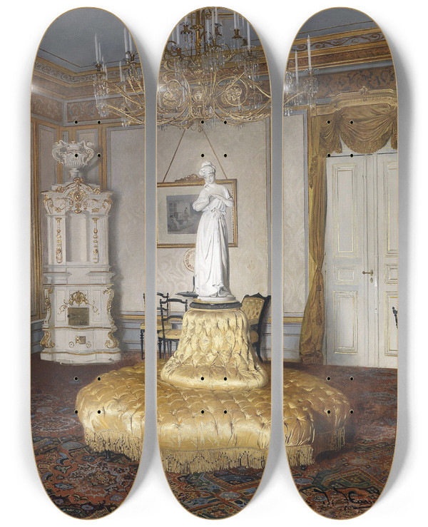 Triptych art skateboard deck of Johann Hamza Interieur by Johann Hamza (1850-1927)