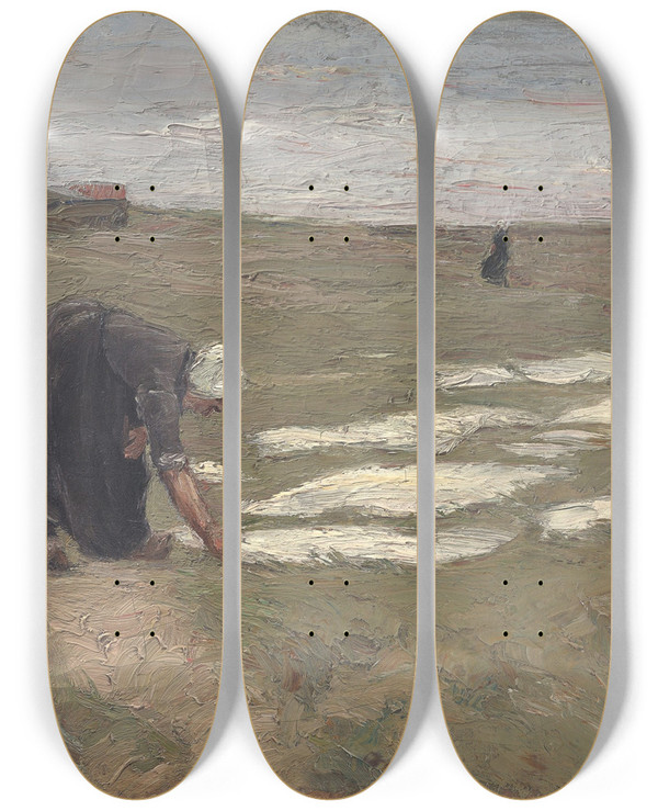 Triptych art skateboard deck of Max Liebermann Bleiche Auf Den Dnen Bei Katwijk by Max Liebermann (1847-1935)