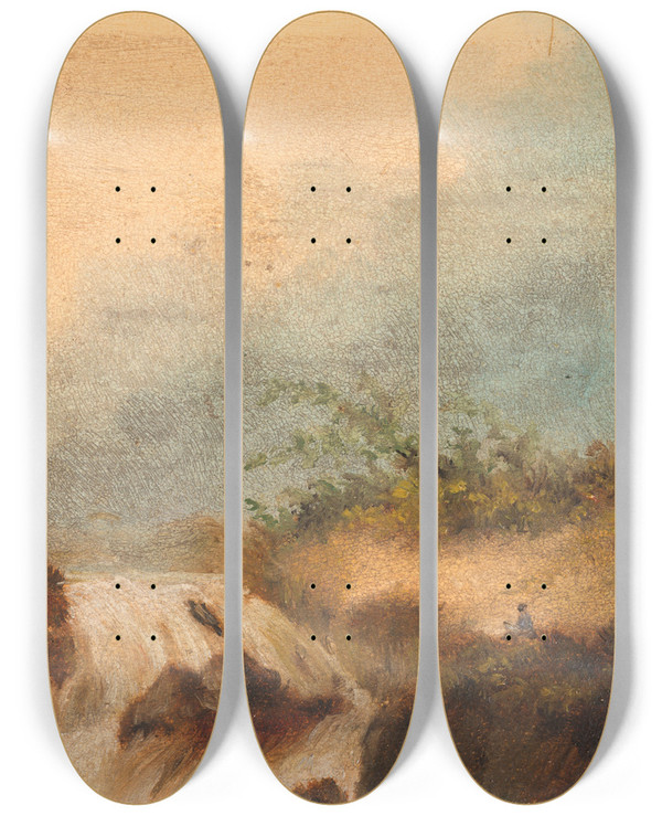 Triptych art skateboard deck of James Ensor Landschap Met Waterval by James Ensor (1860-1949)