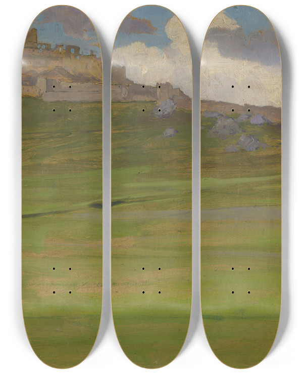 Triptych art skateboard deck of Udovt Ordk Spisk Hrad by udovt ordk (1865-1937)