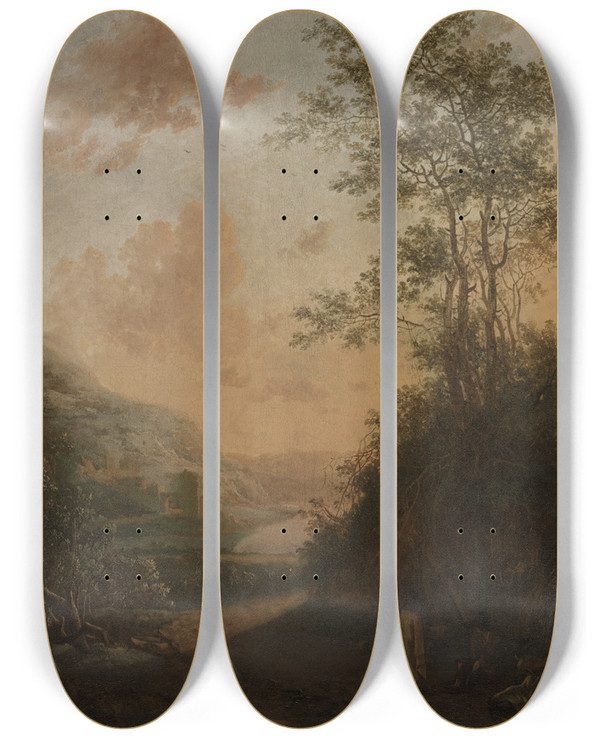 Triptych art skateboard deck of Jan Both Landscape by Jan Both (1618-1652)