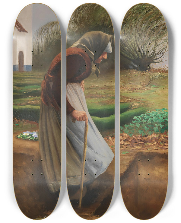 Triptych art skateboard deck of Hans Andersen Brendekilde Efterr by Hans Andersen Brendekilde (1857-1942)