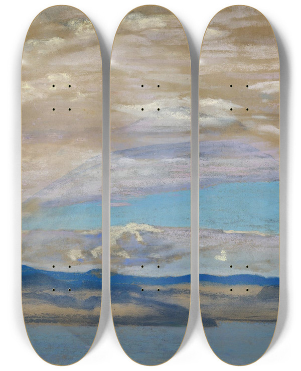 Triptych art skateboard deck of Nicholas Roerich Islands by Nicholas Roerich (1874-1947)