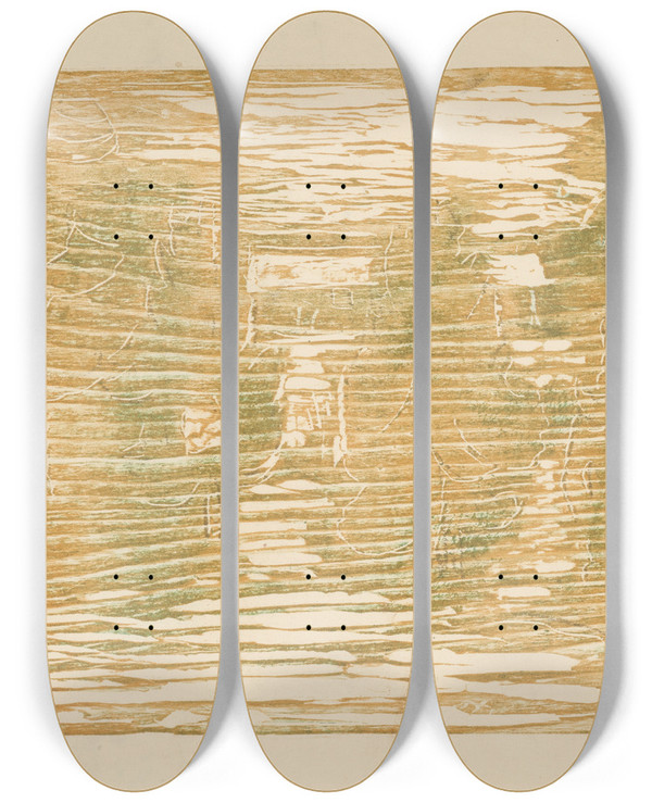 Triptych art skateboard deck of Edvard Munch Landscape by Edvard Munch (1863-1944)