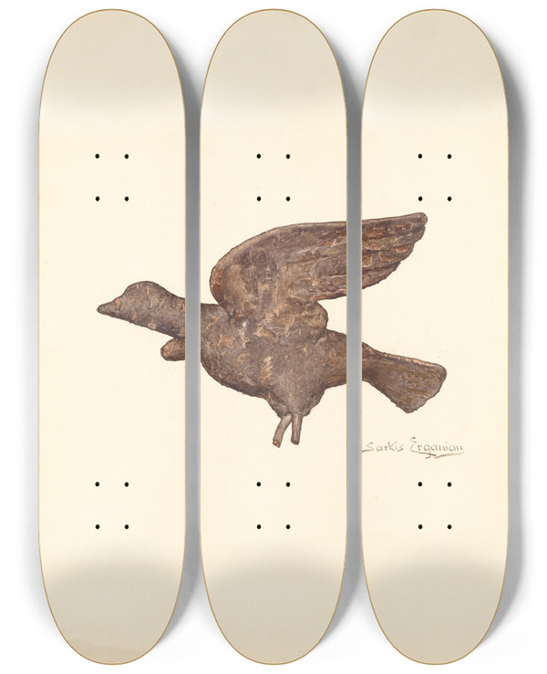 Triptych art skateboard deck of Sarkis Erganian Dove by Sarkis Erganian