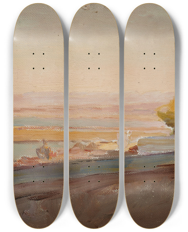 Triptych art skateboard deck of Jan Cigliski Cala Bona by Jan Ciaglinski (1858-1913)