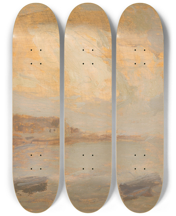Triptych art skateboard deck of Frank Edwin Scott Marine by Frank Edwin Scott (1863-1929)