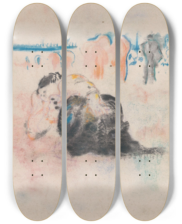 Triptych art skateboard deck of Jules Schmalzigaug Black Man And Blue Horizon by Jules Schmalzigaug (1882-1917)