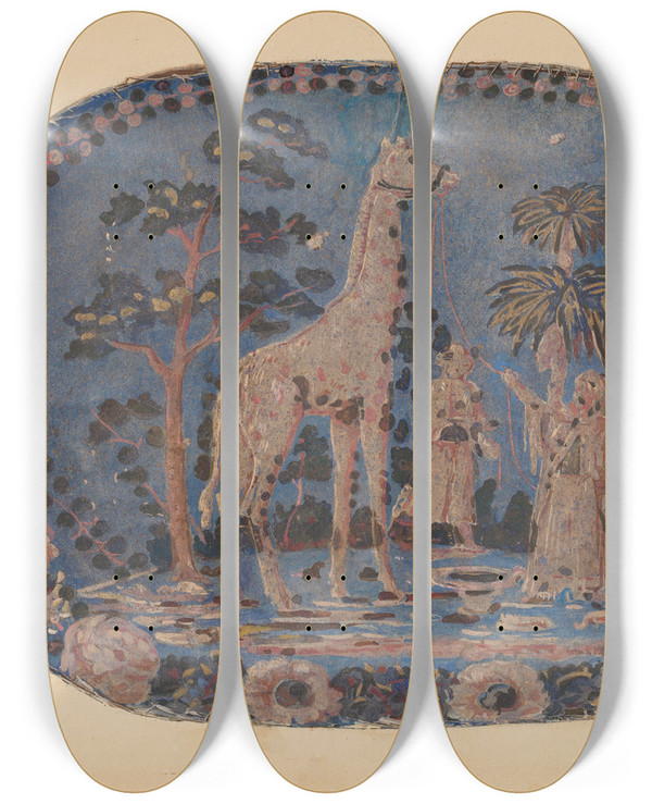 Triptych art skateboard deck of Gilbert Sackerman Bandbox_8 by Gilbert Sackerman (20-)