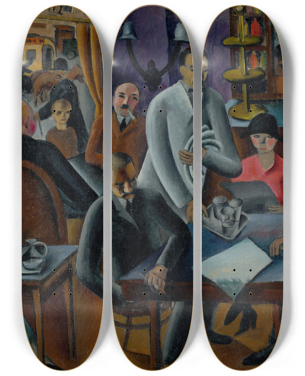 Triptych art skateboard deck of Gejza Schiller V Kaviarni by Gejza Schiller (1895-1927)