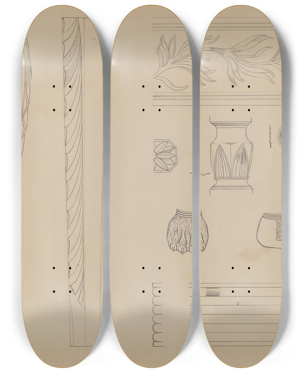 Triptych art skateboard deck of Jack Carr Window Seat by Jack Carr