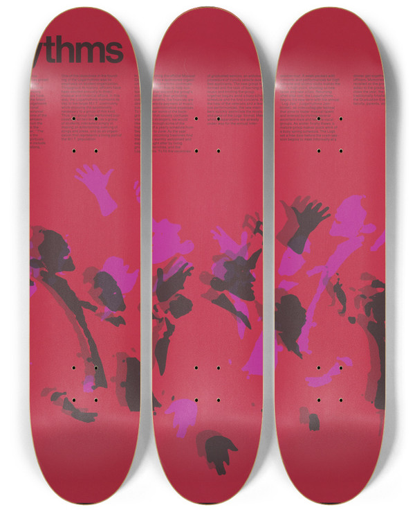 Triptych art skateboard deck of Dietmar Winkler Logarhythms by Dietmar Winkler (1938)