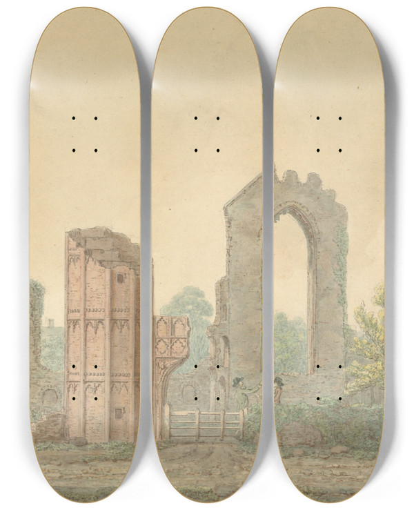 Triptych art skateboard deck of Isaac Johnson Leiston Abbey Suffolk_2 by Isaac Johnson (1754-1835)