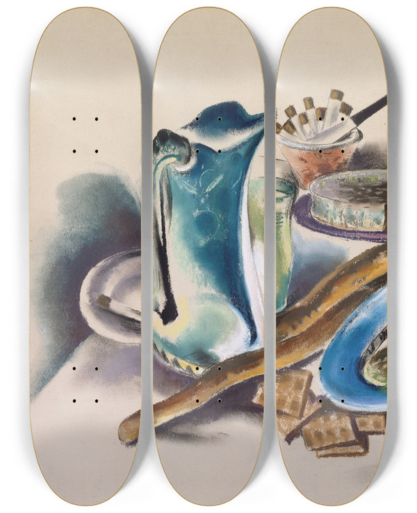 Triptych art skateboard deck of Preston Dickinson Still Life_1 by Preston Dickinson (1891-1930)