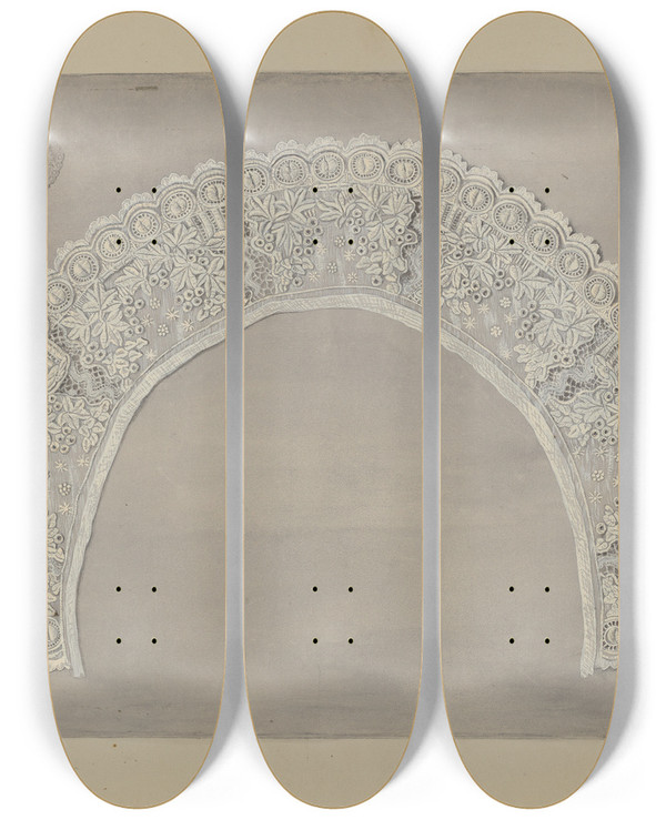 Triptych art skateboard deck of Edith Magnette Embroidery by Edith Magnette (20-)