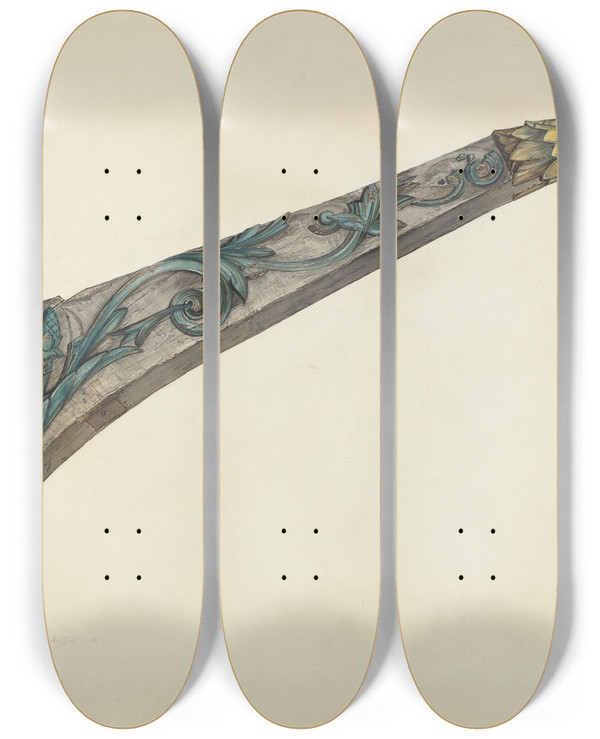 Triptych art skateboard deck of Kurt Melzer Billet Head by Kurt Melzer