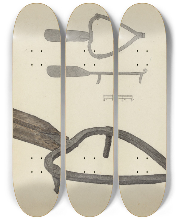 Triptych art skateboard deck of Gordon Sanborn Flat Iron Holder_2 by Gordon Sanborn