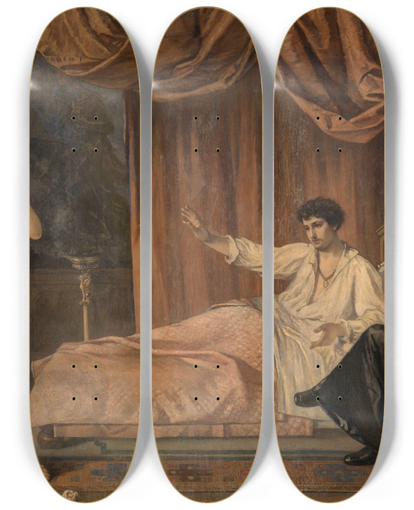 Triptych art skateboard deck of Eugne Smits Fortune And Misfortune by Eugene Smits (1826-1912)