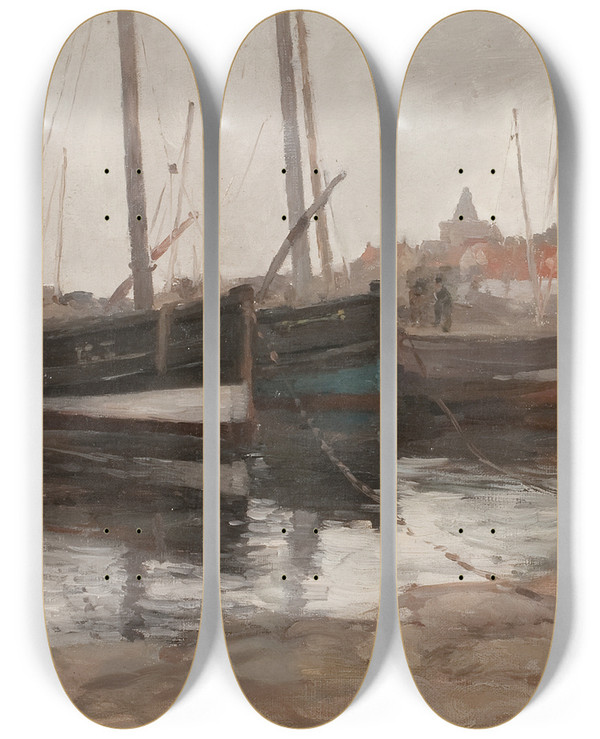Triptych art skateboard deck of Arthur Macdonald St Monans by Arthur Macdonald