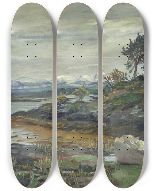 Triptych art skateboard deck of Kurt Schwitters Fall Hjertya by Kurt Schwitters (1887-1948)