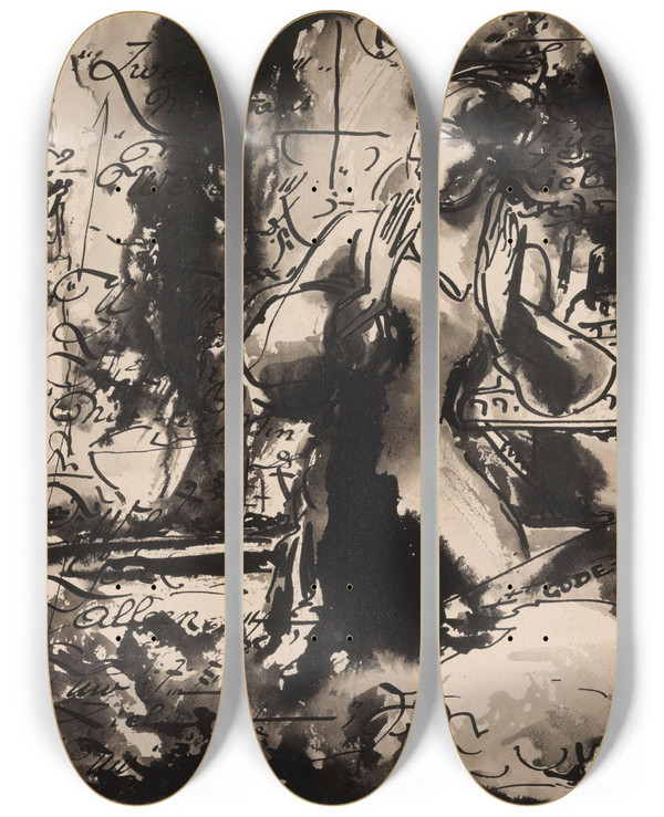 Triptych art skateboard deck of Alfred Ost Apparition by Alfred Ost (1884-1945)