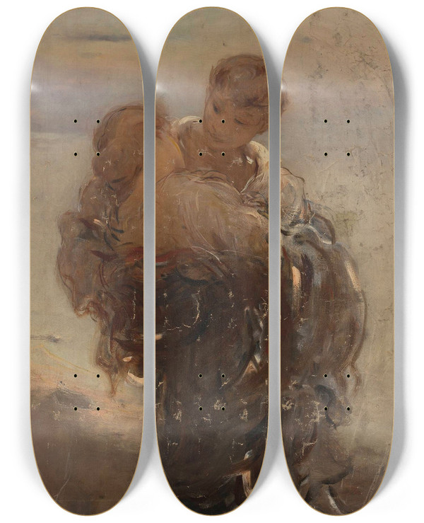 Triptych art skateboard deck of Franciszek Murko In Rapture by Franciszek Zmurko (1859-1910)